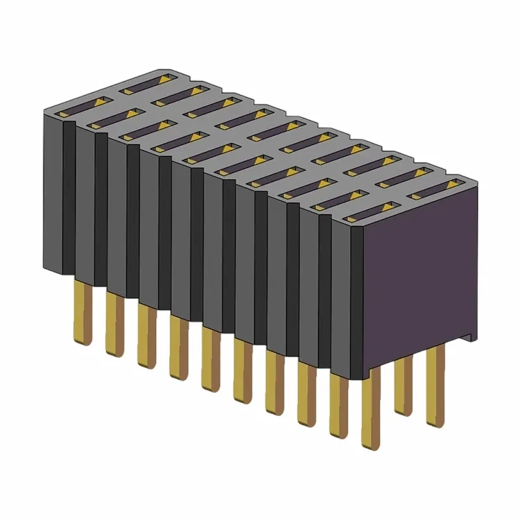 1.27x2.54 मिमी महिला हेडर डबल रो 180 डिग्री डुबकी