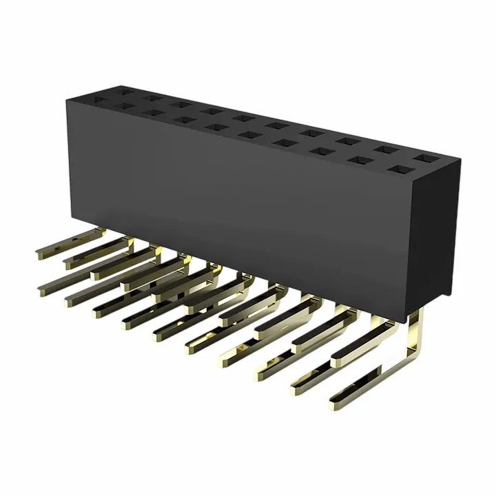 2.0 मिमी महिला हेडर डबल रो राइट एंगल डुबकी H6.35 मिमी