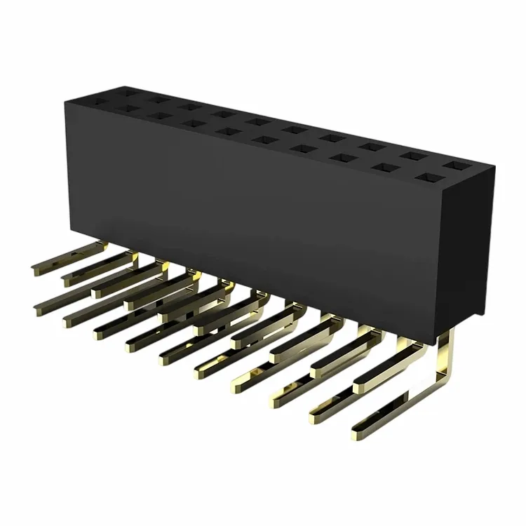 2.54 मिमी महिला हेडर डबल रो राइट एंगल डिप वाई टाइप